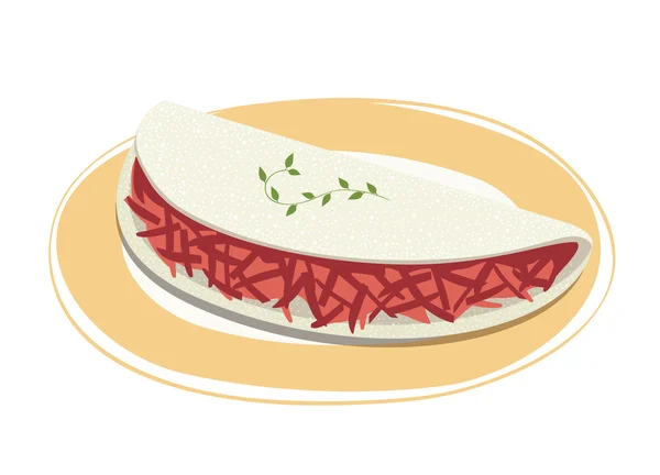 Tapioca filled with dried meat on a plate — Stock Illustration Tapioca filled with dried meat on a plate Vector Graphics