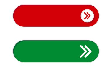 Two rounded call to action (CTA) buttons, one red and one green, featuring an arrow icon. Essential elements for web navigation and digital forms.