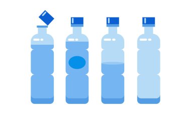 Tazelik ve suyu temsil eden mavi plastik su şişeleri içecek reklamları, sağlık markaları ve temiz ürün modelleri için idealdir..