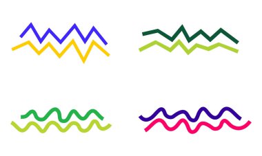Dekoratif bölme veya sınır olarak kullanılan soyut zigzag ve dalgalı çizgi koleksiyonu, minimalist posterler, web düzeni veya soyut arkaplanlar için mükemmel.