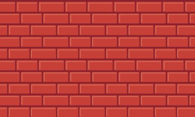 Kusursuz, tekdüze bir renkte kırmızı tuğlalı duvar dokusu. İnşaat, mimari ve iç tasarım için mükemmel arkaplan veya element.