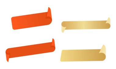 Yüksek kaliteli kırmızı ve altın kıvrımlı kurdele sancakları koleksiyonu. Duyurular, başlıklar ve pazarlama promosyonları için mükemmel..