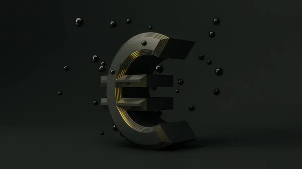 Euro Para Sembolü Siyah Arkaplan Üzerine Para Kavramı — Stok fotoğraf