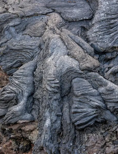 Close Solidified Magma Rivers Volcano Fagradalsfjall Iceland Cloudy Day — Stock Photo, Image