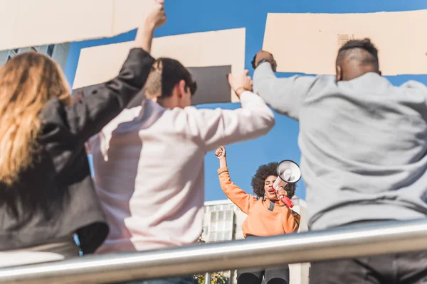 African American Female Social Justice Warrior Speaker Crop Anonymous Multiracial — Stockfoto