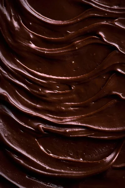 Dall Alto Sfondo Con Invitante Pasta Cioccolato Marrone Spalmarsi Sul — Foto Stock