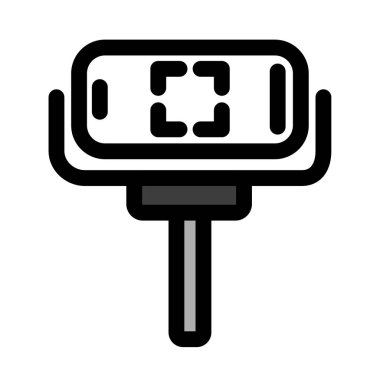 Bu vektör simgesi, fotoğrafla ilgili projeler için mükemmel bir akıllı telefonu üç ayaklı bir telefona monte eder. Mobil fotoğraf uygulamaları ya da stüdyo ekipmanları için ideal..