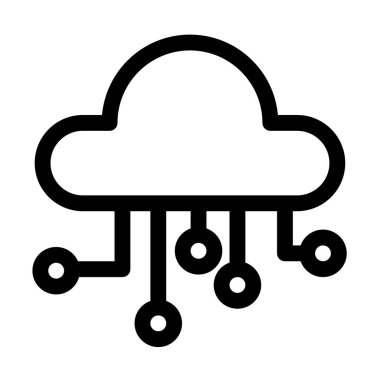 Bu simge, merkezi olmayan bir ağa bağlı bulut hesaplamasını temsil ediyor. Yapay zeka depolama ve bilgisayar ağı görselleştirmeleri için ideal. Teknolojiyle ilgili projeler için mükemmel..