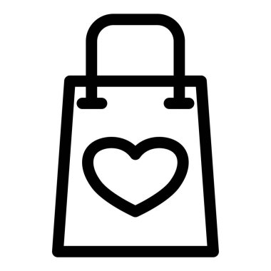 Kalbi olan bir alışveriş çantası. Temiz ve modern sevgililer günü ikonu..