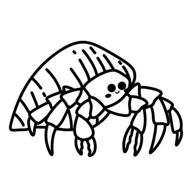 Münzevi Yengeç ve Plaj Yengeci Çizim El Deniz Hayvanı Okyanus Kıyısı Tasarımı Elementi