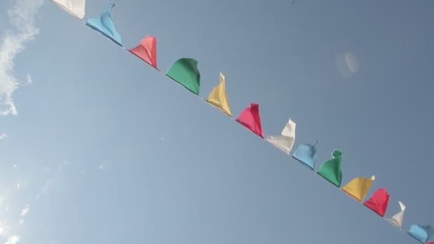 Флаги на небе в солнечный день — стоковое видео