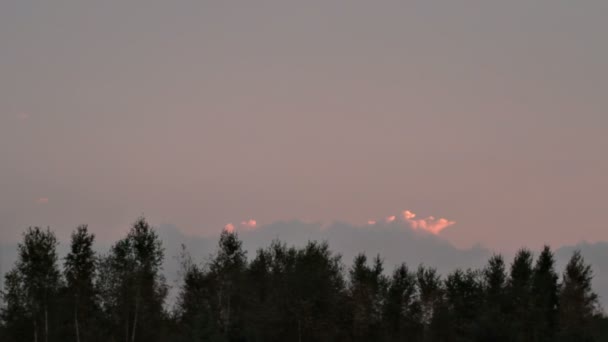 Zonsondergang landschap met roze wolken — Stockvideo
