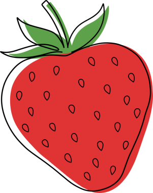 El çizimi arka plan olmadan basit çilek çizimi