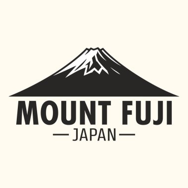 Japonya 'nın ikonik Fuji Dağı' nın kendine özgü konik şeklini içeren klasik bir vektör logosu. Japonya ile ilgili seyahat, kültürel ve sanatsal temalar için mükemmel.