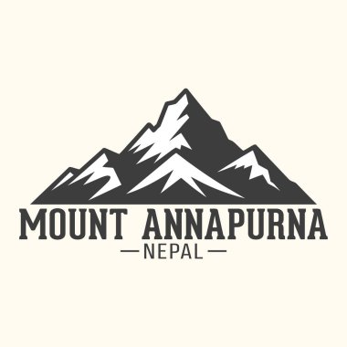 Nepal 'deki Annapurna Dağı' nın vektör sanat logosu, dağcılık ve seyahat markaları için ideal ikonik zirvelerle görkemli Himalayalar 'ı temsil ediyor..