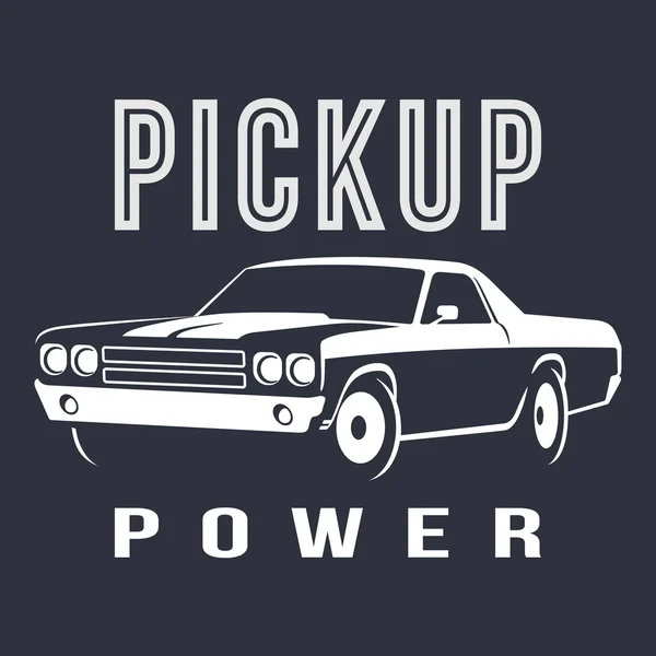 Muskel bil Pickup Logo vit — Stock vektor