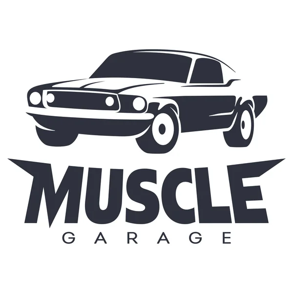 Muscle car Garaje Logo negro — Archivo Imágenes Vectoriales
