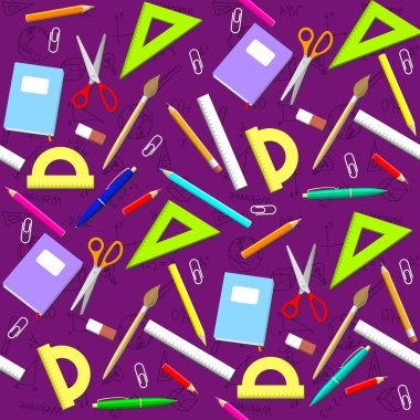 Okul desen. Arka plan ile nesneleri