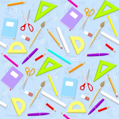 Okul desen. Arka plan ile nesneleri