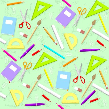 Okul desen. Arka plan ile nesneleri