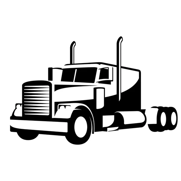 Black and White Heavy Truck — Stock Vector