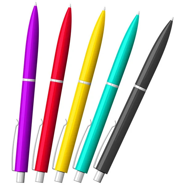 Bolígrafo Silver Pens Set. Pluma realista . — Vector de stock