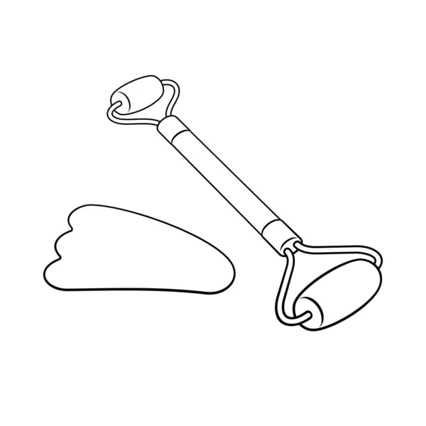 Masaje jade roller gua sha scraper vector ilustración — Vector de stock