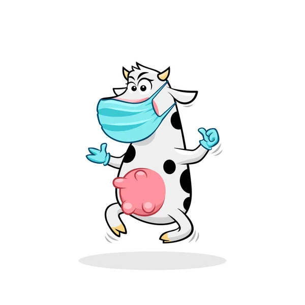 Drôle de gants de masque de vache pouce vers le haut illustration vectorielle — Image vectorielle