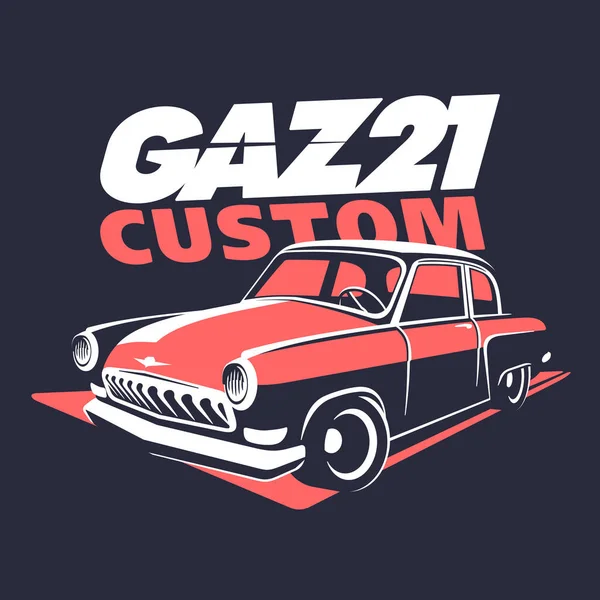 Clássico músculo carro logotipo russo gaz21 vetor ilustração — Vetor de Stock