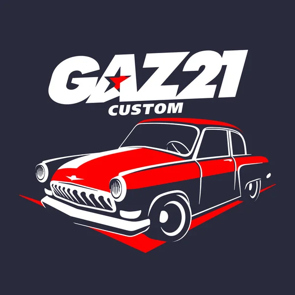 Klassisk muskel bil logotyp ryska gaz21 vektor illustration — Stock vektor