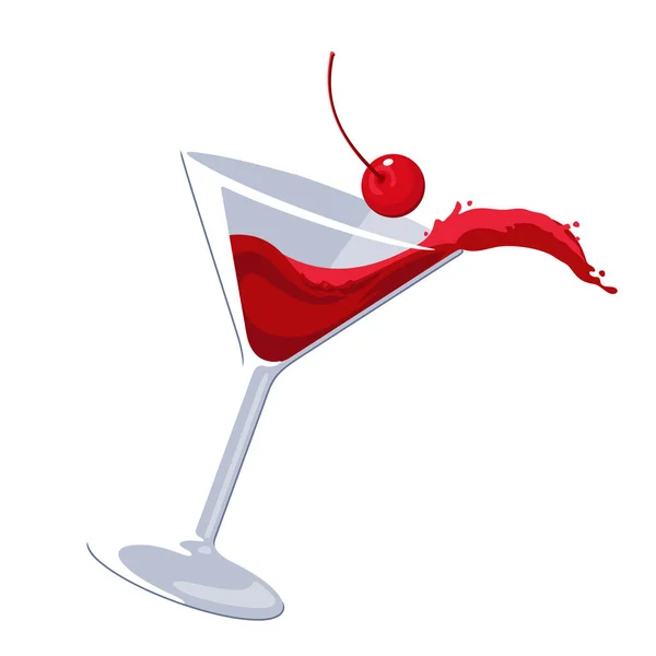 Salpicos Cosmopolitan cocktail Martini cereja vetor ilustração — Vetor de Stock