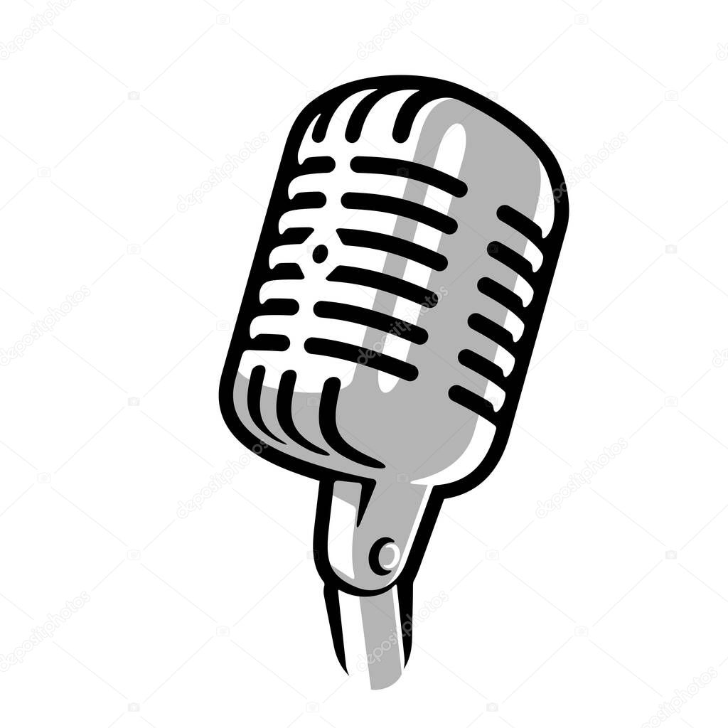 Retro vintage microphone logo sign icon vector illustration