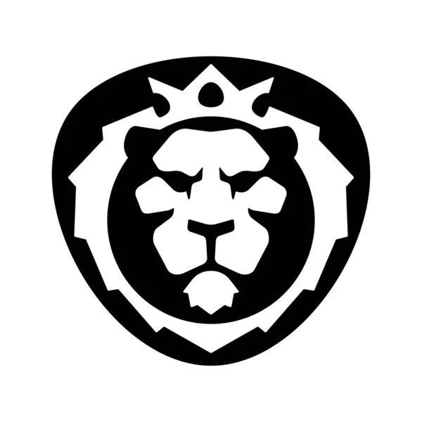 Лев голова корона логотип значок Векторні ілюстрації — стоковий вектор
