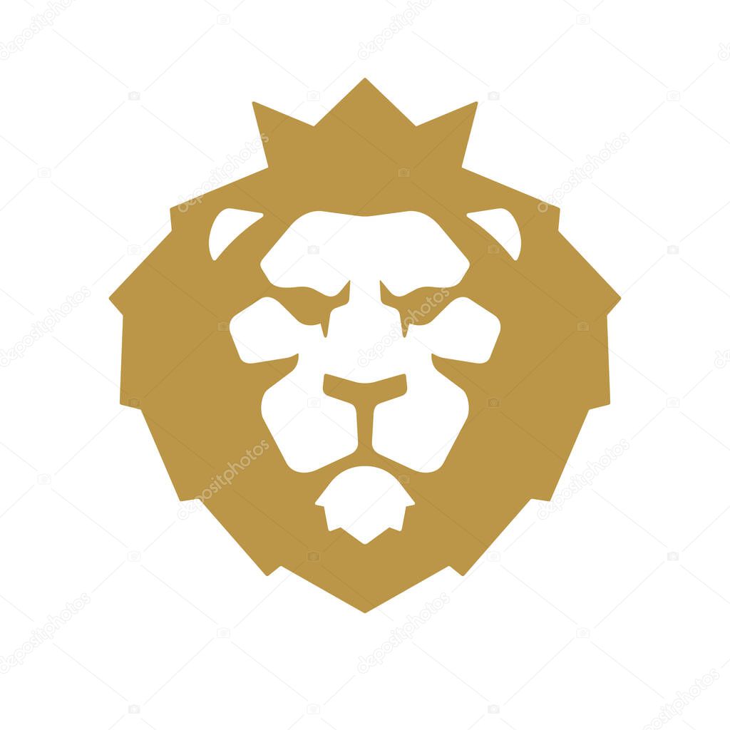 Lion head with crown luxury logo icon template. Elegant lion logo design. Elegant lion symbol vector illustration