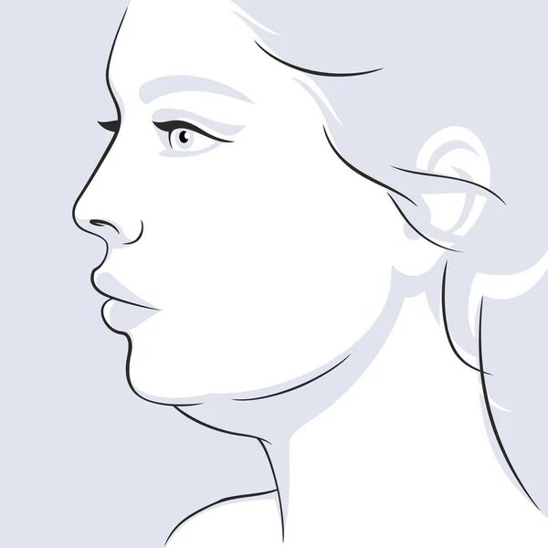 Perfil de mujer cara doble barbilla antes de la ilustración vectorial — Vector de stock