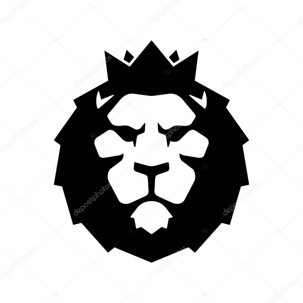 Lion head crown logo icon symbol vector illustration