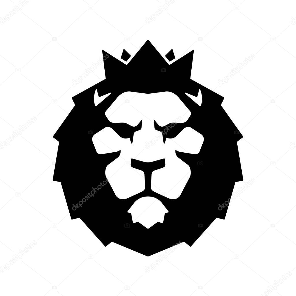 Lion head with crown luxury logo icon template. Elegant lion logo design. Elegant lion symbol vector illustration