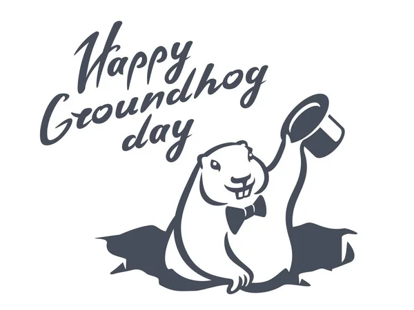 Marmot marmota día sombrero agujero tierra vector ilustración — Archivo Imágenes Vectoriales