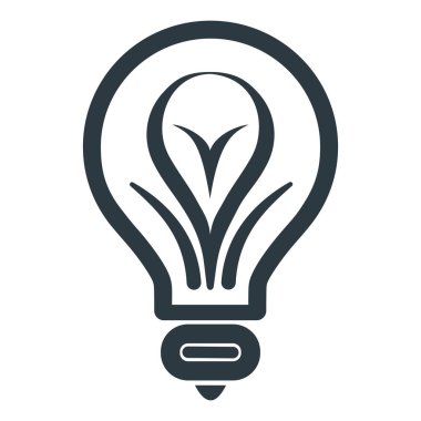 Yaprak ve büyüme çizgileri olan ampul minimalist simge.