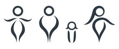 Aile Siluetlerinin Soyut Sembolik Kompozisyonu.