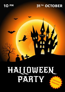 Cadılar Bayramı partisi poster vektör çizim Kalesi, witc ile