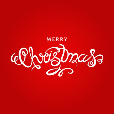 Neşeli Noel el kırmızı zemin üzerine yazı.