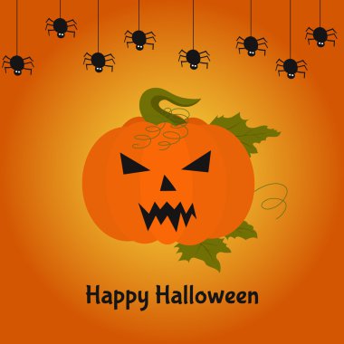  Mutlu Cadılar Bayramı kartı korkunç kabak ile.