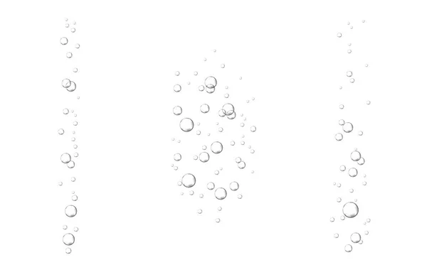 Кислородные Пузырьки Воздуха Текут Воде Белом Фоне Газированные Искры Море — стоковый вектор