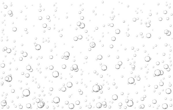 氧气气泡在白色背景的水中流动 浮华在海里闪耀 水族馆苏打汽水香槟 发泡片 海底矢量纹理 — 图库矢量图片