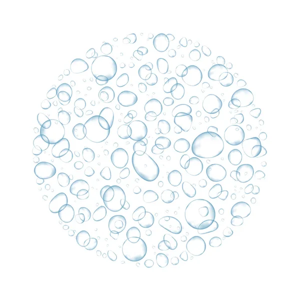 透明质酸 蓝色凝胶滴 白色背景上水中的氧气气泡 矢量纹理 — 图库矢量图片