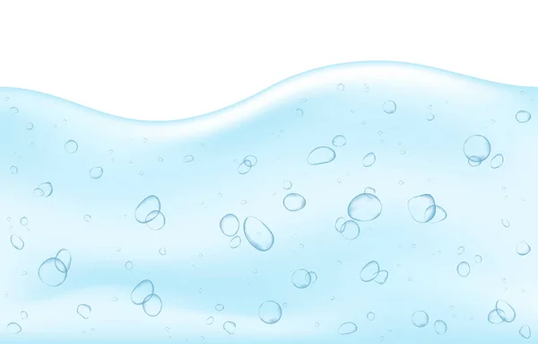 Hyaluronzuur Blauwe Gel Druppel Zuurstofluchtbellen Water Witte Achtergrond Vectorstructuur — Stockvector