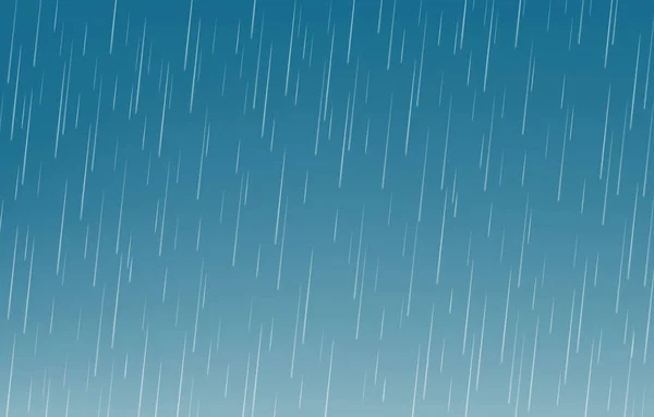 Gotas Lluvia Aisladas Sobre Fondo Azul Lluvias Agua Cayendo Realista — Vector de stock