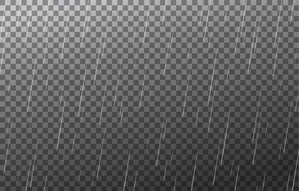 Краплі Дощу Ізольовані Прозорому Фоні Дощ Реалістична Падаюча Вода Текстура — стоковий вектор