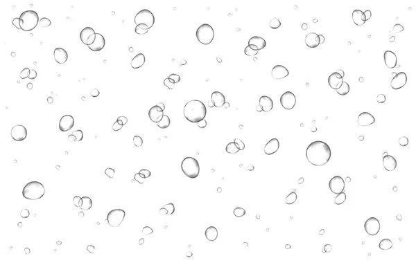 氧气气泡在白色背景的水中流动 浮华在海里闪耀 水族馆苏打汽水香槟 发泡片 海底矢量纹理 — 图库矢量图片